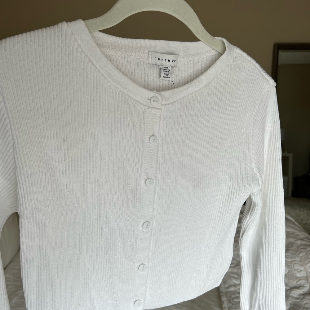 Nordstrom TOPSHOP White cropped cardigan